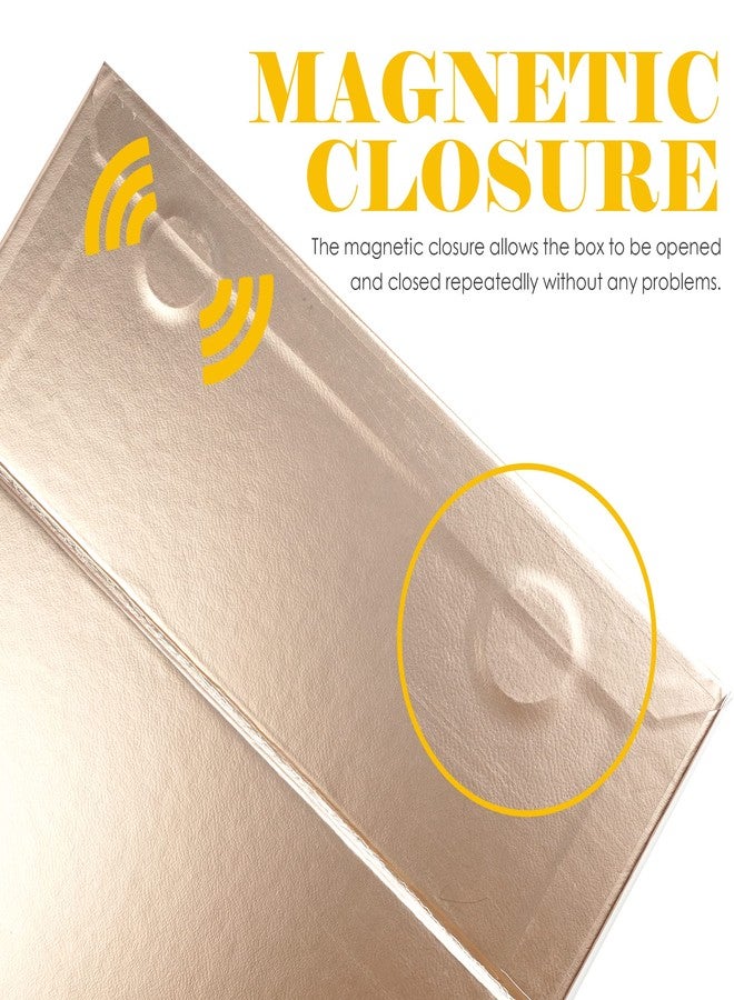 HUIHUANG Rose Gold Luxury Gift Boxes with Lids Bridesmaid Proposal Box Collapsible 7.8 x 7 x 3.1 In Magnetic Closure Collapsible Gift Boxes for Presents with Card,Ribbon,Shredded Paper Filler-1 Pack - Image 4
